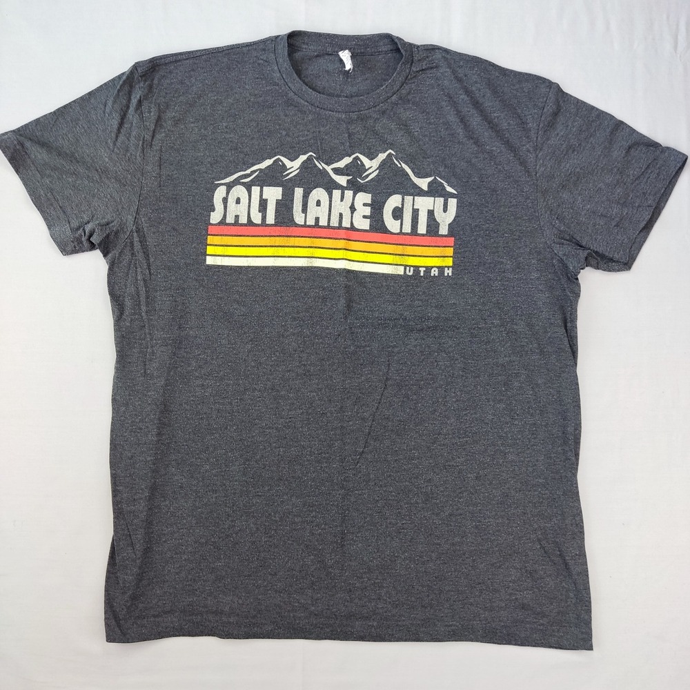 Smart Blanks T-Shirt Mens XL Gray Salt Lake City Utah Retro Graphic Mountain Tee
